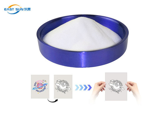 Un bon prix. 80 à 200 microns 1 kg de colle fine en PU DTF blanche en poudre 20 kg de poudre de pressage à chaud en ligne